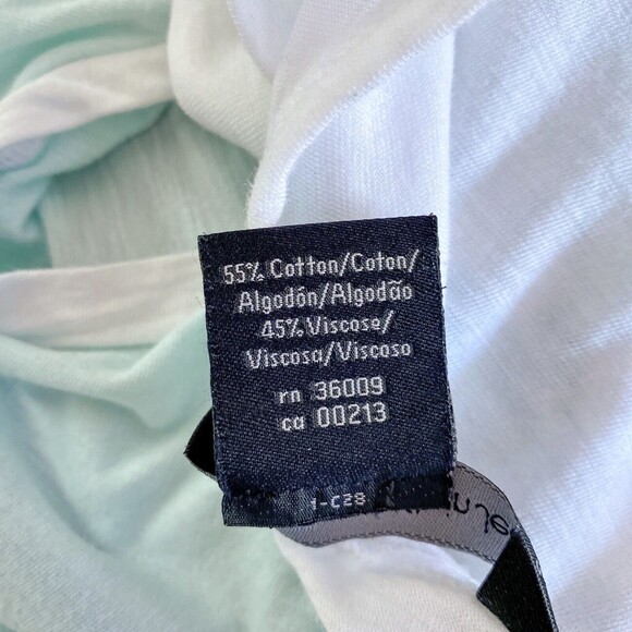 Calvin Klein Jeans White Aqua Blue Colorblock Cap Sleeve Top - Picture 7 of 12